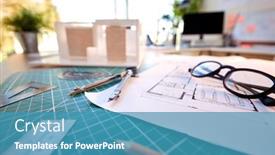  Presentation with architects - Theme having desk-in-architects-office background and a teal colored foreground