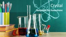  Presentation with green science - Slides consisting of desk in chemistry class background and a ocean colored foreground