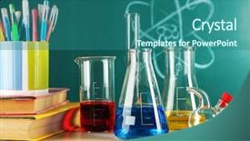  Presentation with green chemistry - Slides featuring desk in chemistry class background and a ocean colored foreground