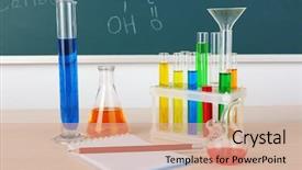  Presentation with green chemistry - Audience pleasing theme consisting of test tubes on green backdrop and a coral colored foreground