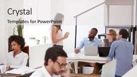  Presentation with ambulance open - Amazing theme having desk in open plan office backdrop and a white colored foreground