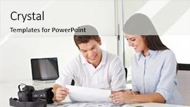  Presentation with age discrimination images - Slides with desk in stock photo agency background and a white colored foreground