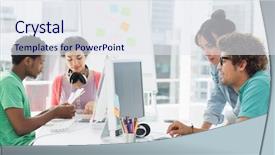  Presentation with animation - PPT layouts having desk in the creative office background and a sky blue colored foreground