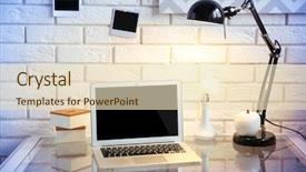  Presentation with brick wall - Cool new PPT theme with desk lamp - modern workplace on brick wall backdrop and a lemonade colored foreground