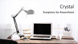  Presentation with workplace - Presentation theme having desk lamp - modern workplace on light background background and a white colored foreground