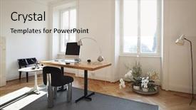  Presentation with waiting room furniture - Presentation enhanced with desk lamp - nice apartment refitted studio room background and a soft green colored foreground