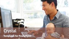  Presentation with home office - Presentation design enhanced with desk lap - father working in home office background and a violet colored foreground