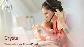  Presentation with working mother - Theme enhanced with desk lap - young mother getting busy working background and a lemonade colored foreground