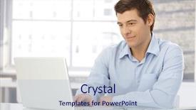  Presentation with office - Audience pleasing PPT layouts consisting of desk looking at laptop computer backdrop and a lemonade colored foreground