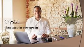  Presentation with boutique hotel - Presentation theme having desk of a boutique background and a lemonade colored foreground