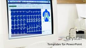 Presentation with cardiologist - Cool new presentation theme with desk-of-cardiologist-with-ekg backdrop and a sky blue colored foreground