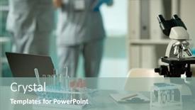  Presentation with test tube laboratory - Amazing slide deck having desk-of-laboratory-researcher-test backdrop and a mint green colored foreground