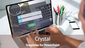  Presentation with login - PPT theme featuring desk screen with login background and a tawny brown colored foreground