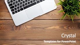  Presentation with flower office desk table - Slide deck consisting of desk table with laptop computer background and a coral colored foreground