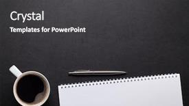  Presentation with flower office desk table - Presentation design featuring desk table with notepad coffee background and a dark gray colored foreground