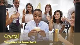  Presentation with debut birthday - PPT layouts with desk to celebrate a birthday background and a coral colored foreground