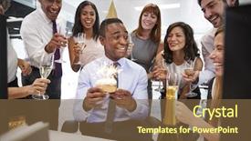  Presentation with farewell colleagues - Slide deck with desk to celebrate a birthday background and a tawny brown colored foreground