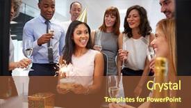  Presentation with celebrate - Amazing theme having boss s day - colleagues gathered at woman's desk backdrop and a  colored foreground