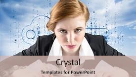  Presentation with cloud security - PPT theme having desk typing against blue background and a  colored foreground