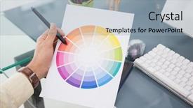  Presentation with capsules green colour - Presentation design enhanced with desk using a colour wheel background and a  colored foreground