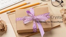  Presentation with notepad - Presentation theme enhanced with desk-with-a-gift-notepad background and a  colored foreground