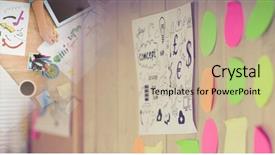  Presentation with sticky notes - PPT theme having desk with blurry sticky note background and a mint green colored foreground