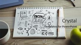  Presentation with doodle - Presentation theme consisting of desk with coffee and apple background and a light gray colored foreground