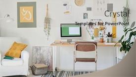  Presentation with monitor computer - Slide set enhanced with desk-with-computer-monitor background and a light gray colored foreground