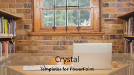  Presentation with school desk - Colorful slide set enhanced with desk-with-laptop-glasses backdrop and a coral colored foreground