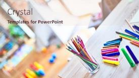  Presentation with colored pencils - Amazing presentation design having desk-with-lots-of-colored backdrop and a lemonade colored foreground