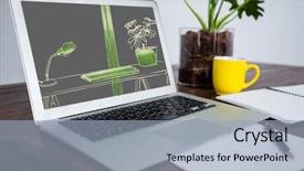  Presentation with personal - PPT theme consisting of desk with the design background and a light blue colored foreground