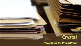  Presentation with files - Cool new PPT layouts with desk work busy information backdrop and a  colored foreground