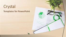  Presentation with plant - Slide deck consisting of desk workplace with charts plant background and a lemonade colored foreground