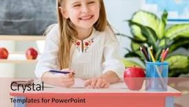  Presentation with sit stand desk - Cool new slide deck with desk writing in the copybook backdrop and a coral colored foreground