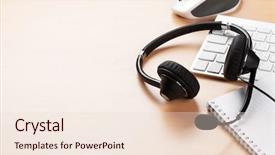  Presentation with doctor office call center - Amazing slide deck having deskmicrophone - office desk with headset backdrop and a lemonade colored foreground