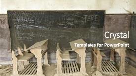  Presentation with abandoned - Cool new presentation with desks in a old school backdrop and a dark gray colored foreground