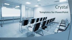  Presentation with school - Presentation theme enhanced with desks in the modern school background and a lemonade colored foreground