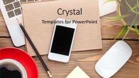  Presentation with flower office desk table - Presentation having desktop - office desk table with computer background and a lemonade colored foreground