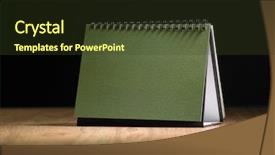  Presentation with desktop - Slide deck enhanced with desktop calendar on the wooden background and a  colored foreground