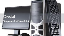  Presentation with desktop - Cool new theme with desktop computer isolated backdrop and a gray colored foreground