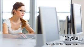  Presentation with exam results - Amazing slide deck having desktop computer screen learning backdrop and a light blue colored foreground