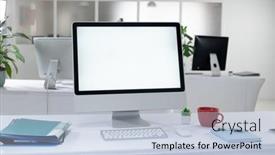  Presentation with lockdown - Theme featuring desktop-computer-with-illuminated-screen background and a light blue colored foreground