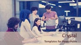  Presentation with team working together - Audience pleasing PPT layouts consisting of desktop computers while writing backdrop and a lemonade colored foreground