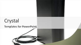  Presentation with desktop - Colorful slides enhanced with desktop external hard drive backdrop and a white colored foreground