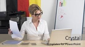  Presentation with secretary - Colorful PPT theme enhanced with desktop flag - german secretary at work portrait backdrop and a  colored foreground