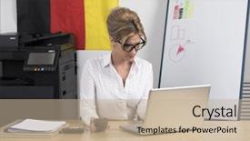  Presentation with secretary - PPT theme featuring desktop flag - german secretary at work portrait background and a  colored foreground