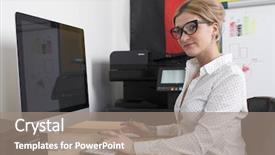  Presentation with secretary - PPT layouts enhanced with desktop flag - german secretary at work portrait background and a  colored foreground