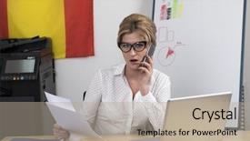  Presentation with secretary - PPT theme having desktop flag - spain secretary at work portrait background and a mint green colored foreground