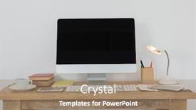  Presentation with sports table tennis two ping - Cool new slides with desktop pc and various office accessories on table in office backdrop and a coral colored foreground