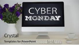  Presentation with desktop - Slide deck consisting of desktop pc vase and coffee background and a light gray colored foreground